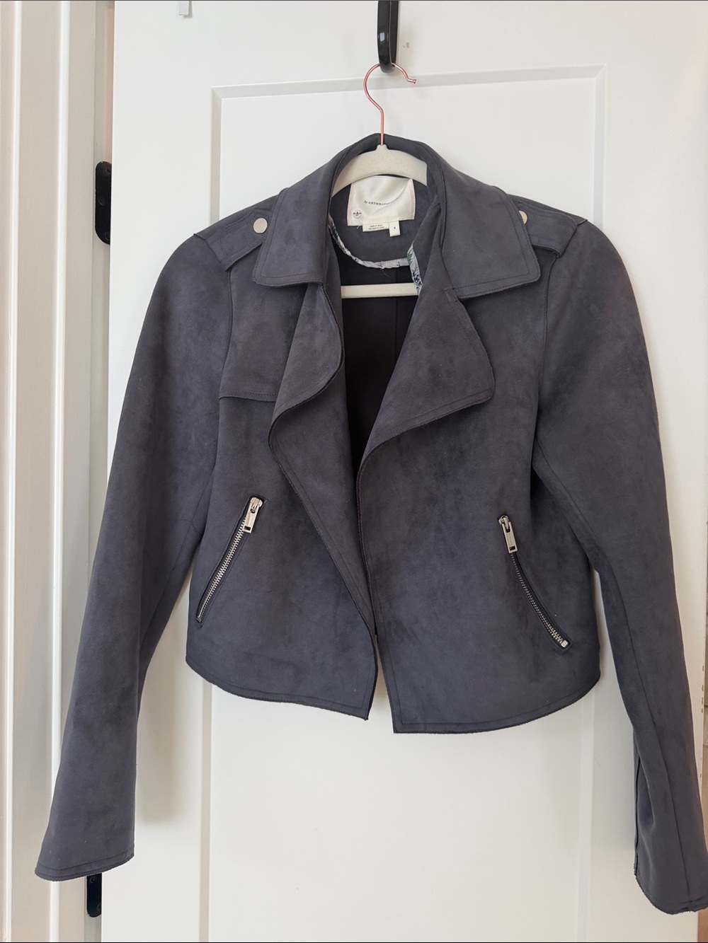 Anthropologie Women's Charcoal Suede Moto Jacket